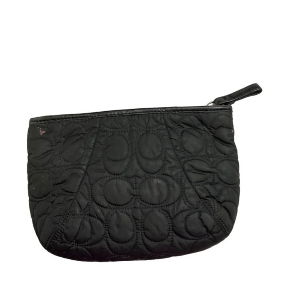 Coach black nylon stitched c cosmetic bag